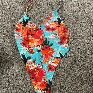 RELLECIGA Floral One Piece Swimsuit - Deep V Neck Thong Open Back xxl